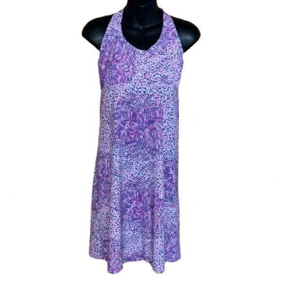 Columbia PFG purple pink and white halter dress size L - Picture 1 of 6